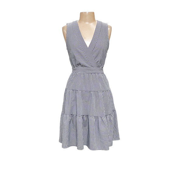 Tommy Hilfiger Blue Striped Wrap Dress Size 8 - Picture 1 of 4